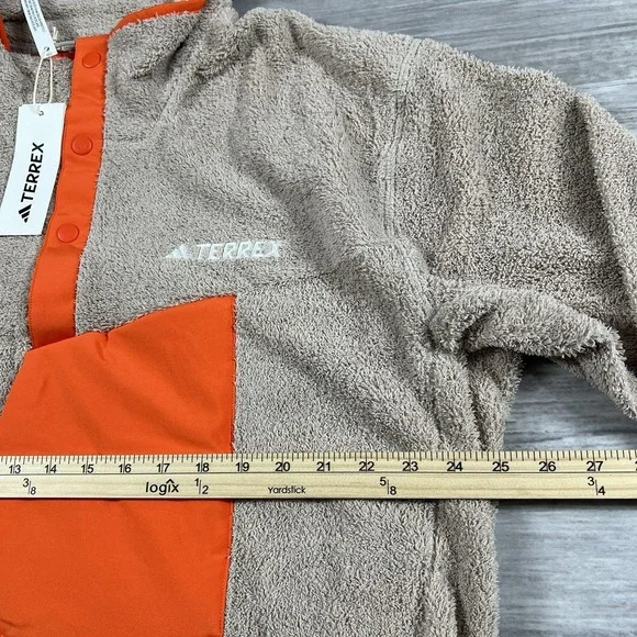 Adidas Men's XL Terrex XPloric High Pile Snap Fleece Pullover Beige IN3107 NWT - Picture 6 of 11